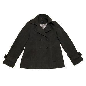 Calvin Klein Pea Coat Womens Size 6 Grey Heavy Double Breasted 90s Jacket Coat